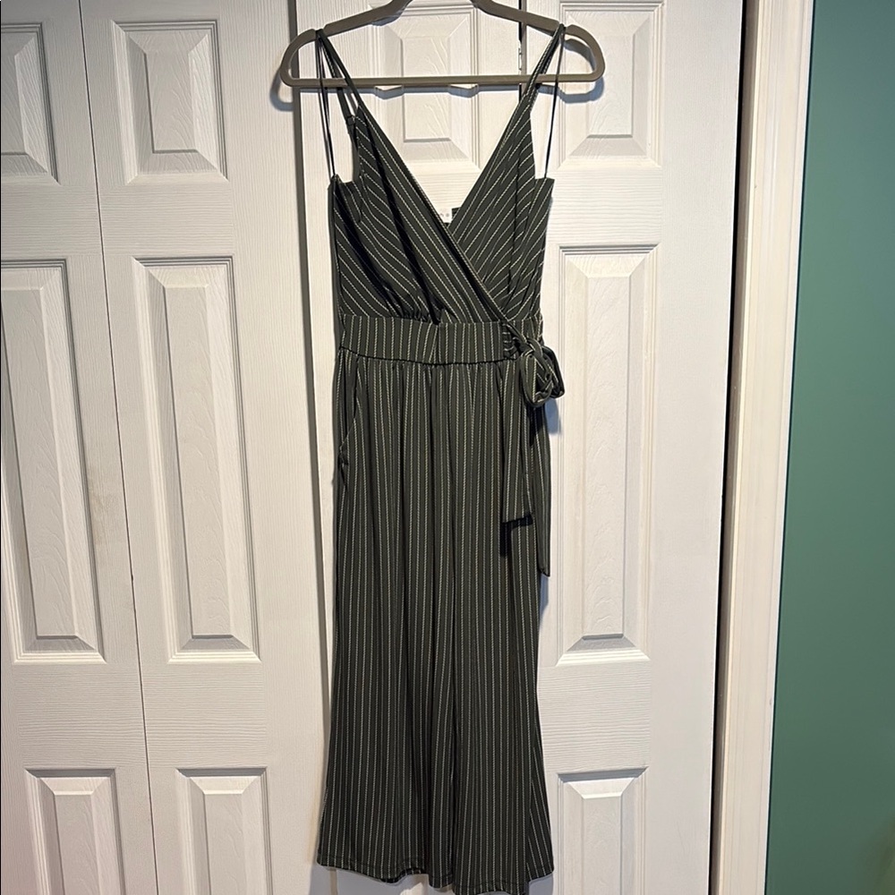 Kaileigh Green Striped Jumpsuit